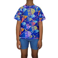 Sea Fish Illustrations Kids  Short Sleeve Swimwear