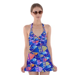 Sea Fish Illustrations Halter Dress Swimsuit  by Mariart