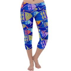 Sea Fish Illustrations Capri Yoga Leggings by Mariart