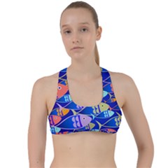 Sea Fish Illustrations Criss Cross Racerback Sports Bra