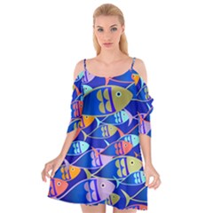 Sea Fish Illustrations Cutout Spaghetti Strap Chiffon Dress by Mariart