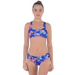 Sea Fish Illustrations Criss Cross Bikini Set