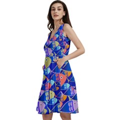 Sea Fish Illustrations Sleeveless V-neck Skater Dress With Pockets by Mariart