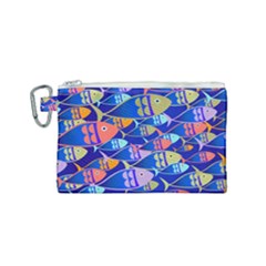 Sea Fish Illustrations Canvas Cosmetic Bag (small)