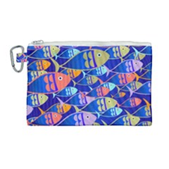 Sea Fish Illustrations Canvas Cosmetic Bag (large)