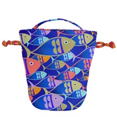 Sea Fish Illustrations Drawstring Bucket Bag by Mariart