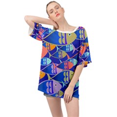 Sea Fish Illustrations Oversized Chiffon Top by Mariart