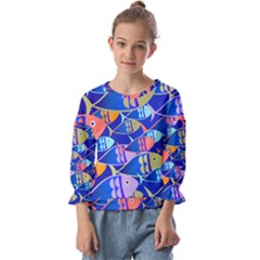 Sea Fish Illustrations Kids  Cuff Sleeve Top