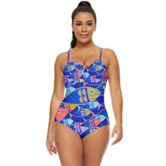 Sea Fish Illustrations Retro Full Coverage Swimsuit