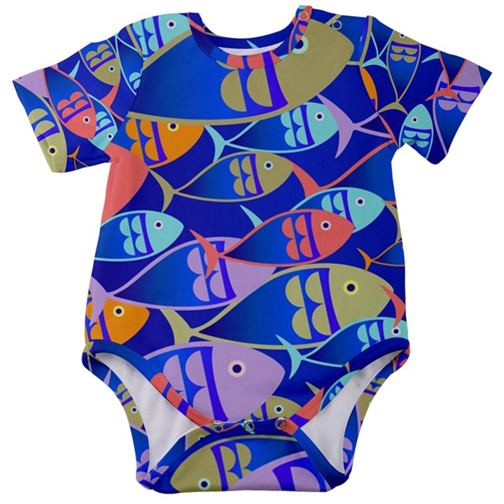 Sea Fish Illustrations Baby Short Sleeve Bodysuit