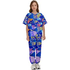 Sea Fish Illustrations Kids  Tee And Pants Sports Set