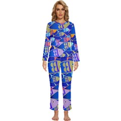 Sea Fish Illustrations Womens  Long Sleeve Lightweight Pajamas Set