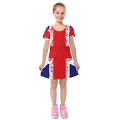 Union Jack London Flag Uk Kids  Short Sleeve Velvet Dress