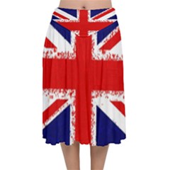 Union Jack London Flag Uk Velvet Flared Midi Skirt