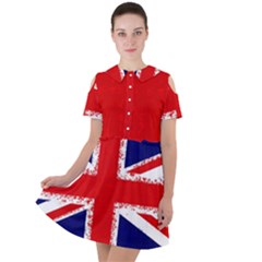 Union Jack London Flag Uk Short Sleeve Shoulder Cut Out Dress  by Celenk