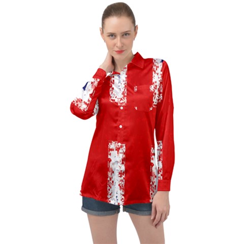 Union Jack London Flag Uk Long Sleeve Satin Shirt by Celenk