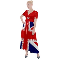 Union Jack London Flag Uk Button Up Short Sleeve Maxi Dress by Celenk