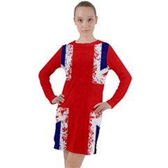 Union Jack London Flag Uk Long Sleeve Hoodie Dress