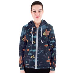 Underwater Ocean Animals Sea Women s Zipper Hoodie by Simbadda