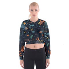 Underwater Ocean Animals Sea Cropped Sweatshirt by Simbadda