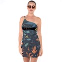 Underwater Ocean Animals Sea One Shoulder Ring Trim Bodycon Dress View1