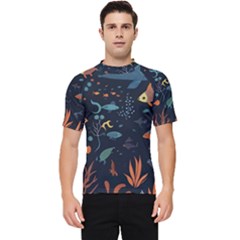 Underwater Ocean Animals Sea Men s Short Sleeve Rash Guard by Simbadda