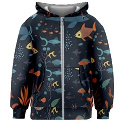 Underwater Ocean Animals Sea Kids  Zipper Hoodie Without Drawstring by Simbadda