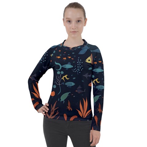 Underwater Ocean Animals Sea Women s Pique Long Sleeve Tee by Simbadda