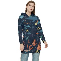 Underwater Ocean Animals Sea Women s Long Oversized Pullover Hoodie by Simbadda