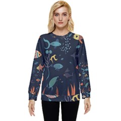 Underwater Ocean Animals Sea Hidden Pocket Sweatshirt by Simbadda