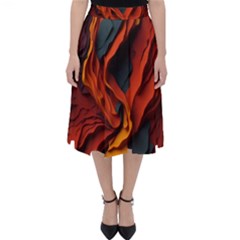 Abstract Colorful Waves Painting Art Classic Midi Skirt by Simbadda