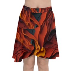 Abstract Colorful Waves Painting Art Chiffon Wrap Front Skirt by Simbadda