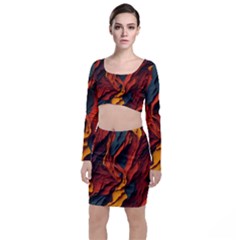 Abstract Colorful Waves Painting Art Top And Skirt Sets by Simbadda