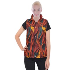 Abstract Colorful Waves Painting Art Women s Button Up Vest by Simbadda