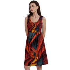 Abstract Colorful Waves Painting Art Classic Skater Dress by Simbadda