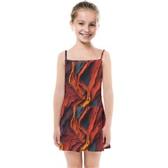 Abstract Colorful Waves Painting Art Kids  Summer Sun Dress by Simbadda