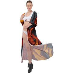 Abstract Colorful Waves Painting Art Maxi Chiffon Beach Wrap by Simbadda