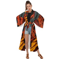 Abstract Colorful Waves Painting Art Maxi Kimono by Simbadda