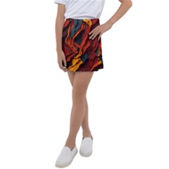 Abstract Colorful Waves Painting Art Kids  Tennis Skirt by Simbadda