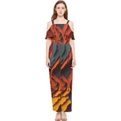 Abstract Colorful Waves Painting Art Draped Sleeveless Chiffon Jumpsuit by Simbadda