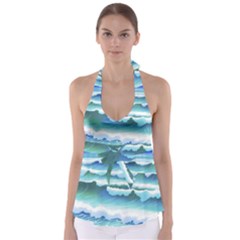 Ocean Sea Waves Beach Babydoll Tankini Top by Simbadda