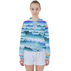 Ocean Sea Waves Beach Women s Tie Up Sweat by Simbadda