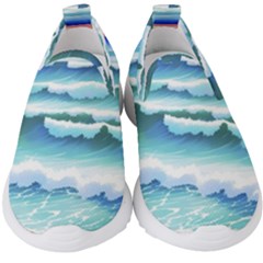 Ocean Sea Waves Beach Kids  Slip On Sneakers by Simbadda