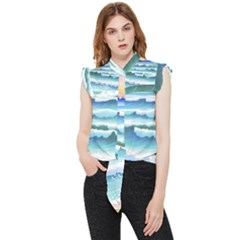 Ocean Sea Waves Beach Frill Detail Shirt by Simbadda