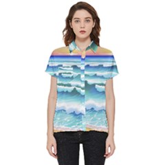 Ocean Sea Waves Beach Short Sleeve Pocket Shirt by Simbadda