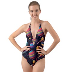 Planet Star Fantasy Halter Cut-out One Piece Swimsuit by Simbadda