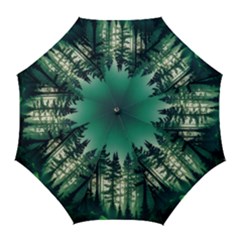 Magic Pine Forest Night Landscape Golf Umbrellas by Simbadda