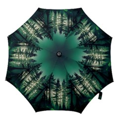 Magic Pine Forest Night Landscape Hook Handle Umbrellas (small) by Simbadda