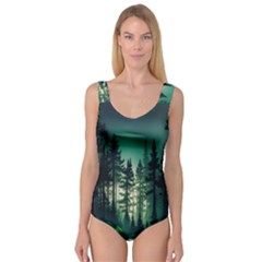 Magic Pine Forest Night Landscape Princess Tank Leotard  by Simbadda