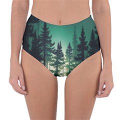 Magic Pine Forest Night Landscape Reversible High-waist Bikini Bottoms by Simbadda